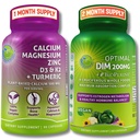 Δέσμη στήριξης οστών & ορμονών – DIM 200mg με BioPerine® & Κρουσοφόρα Λαχανικά + Φυτικό Ασβέστιο 500mg, Μαγνήσιο, Ψευδάργυρο, D3, K2 & Κουρκουμάς – Vegan, Μη ΓΤΟ, Καθαρή Ημερήσια Υποστήριξη Ευεξίας