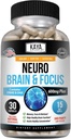 Kaya Naturals - Memory & Focus için Nöro Beyin - Nootropic Energy Capsule - Nootropic Brain Support Supplement - Focus & Concentration & Learning Balance - Cognitive Function - Count 30