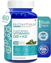 Biovitalia Plant Vitamin D3 + K2 60 Capsules for Men & Women | Diyet Supplement | Supports Immune System & Bone Health | Promosyonlar