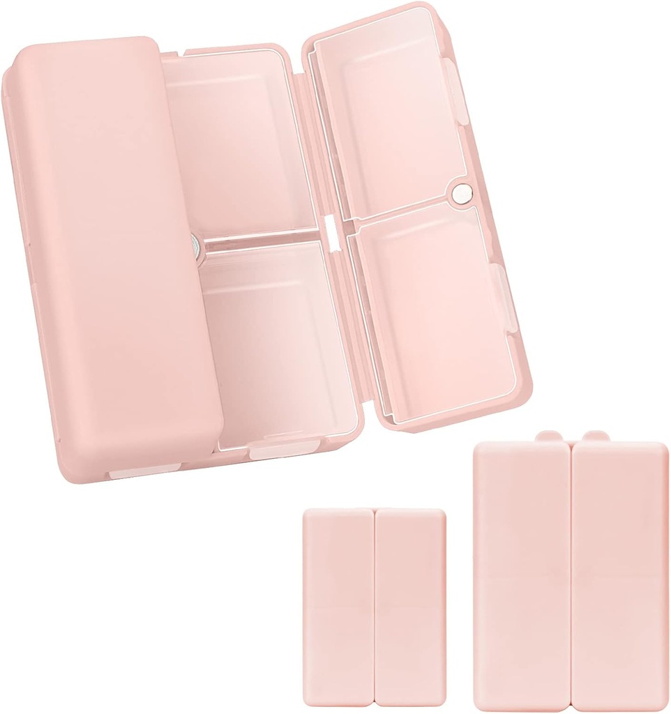 FYY 2 Pcs Daily Pill Organizer, 7 διαμερίσματα Φορητή θήκη χάπια Travel Pill Organizer, [Folding Design] Χάπια κουτί για Purse Pocket να κρατήσει βιταμίνες, Cod λάδι ήπατος, συμπληρώματα και φαρμακευτική αγωγή-Pink