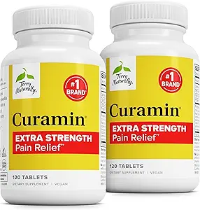 Terry Natural Curamin Extra Strength - Curcumin & Boswellia for Health Circulation Support - Turmeric Supplement to Aid Joints, Muscle Health & Endorphin Production - 120 Tablet (Pazarlama)