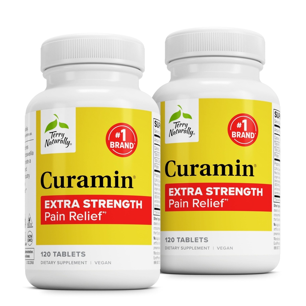 Terry Natural Curamin Extra Strength - Curcumin & Boswellia for Health Circulation Support - Turmeric Supplement to Aid Joints, Muscle Health & Endorphin Production - 120 Tablet (Pazarlama)