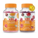 Ζωηρό ασβέστιο με βιταμίνη D Kids + Iron & Vitamin C Kids, Gummies Bundle - Μεγάλη γεύση, συμπλήρωμα βιταμίνης, χωρίς γλουτένη, GMO Δωρεάν, Μασώμενο Gummy