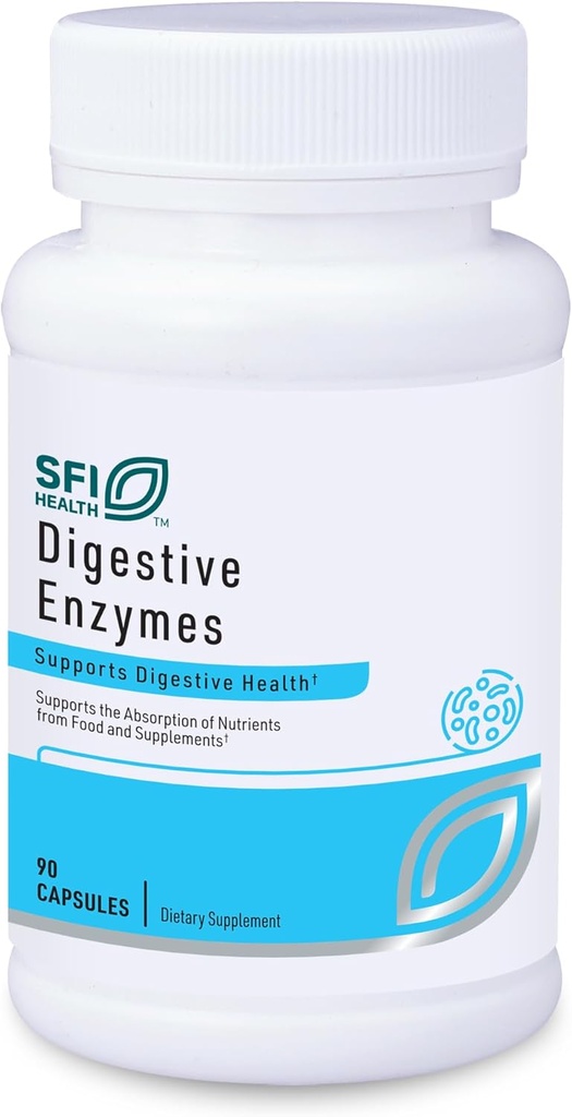 Klaire Laboratuvarları SFI Health Digestive Enzymes - Gut Health Supplements with Amylase, Protease, Lactase, Cellulase & Lipase Enzymes for Digestion - Supports Occasional Bloating & Gas (90 Capsules)