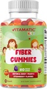 Vitamatic Kids Prebiotic Fiber Gummies – Extra Strength 4g Fiber – Zero Sugar Added – 60 Pectin-Based Gummies – Digestive Health & Regularity Support