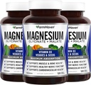 Farm Haven Magnezyum Glycinate & Malate Kompleksi D3,% 100 Chelated for Max Abors, Vegan – Bone Health, Nerves, Muscles, 360 Capsules, 180 Days