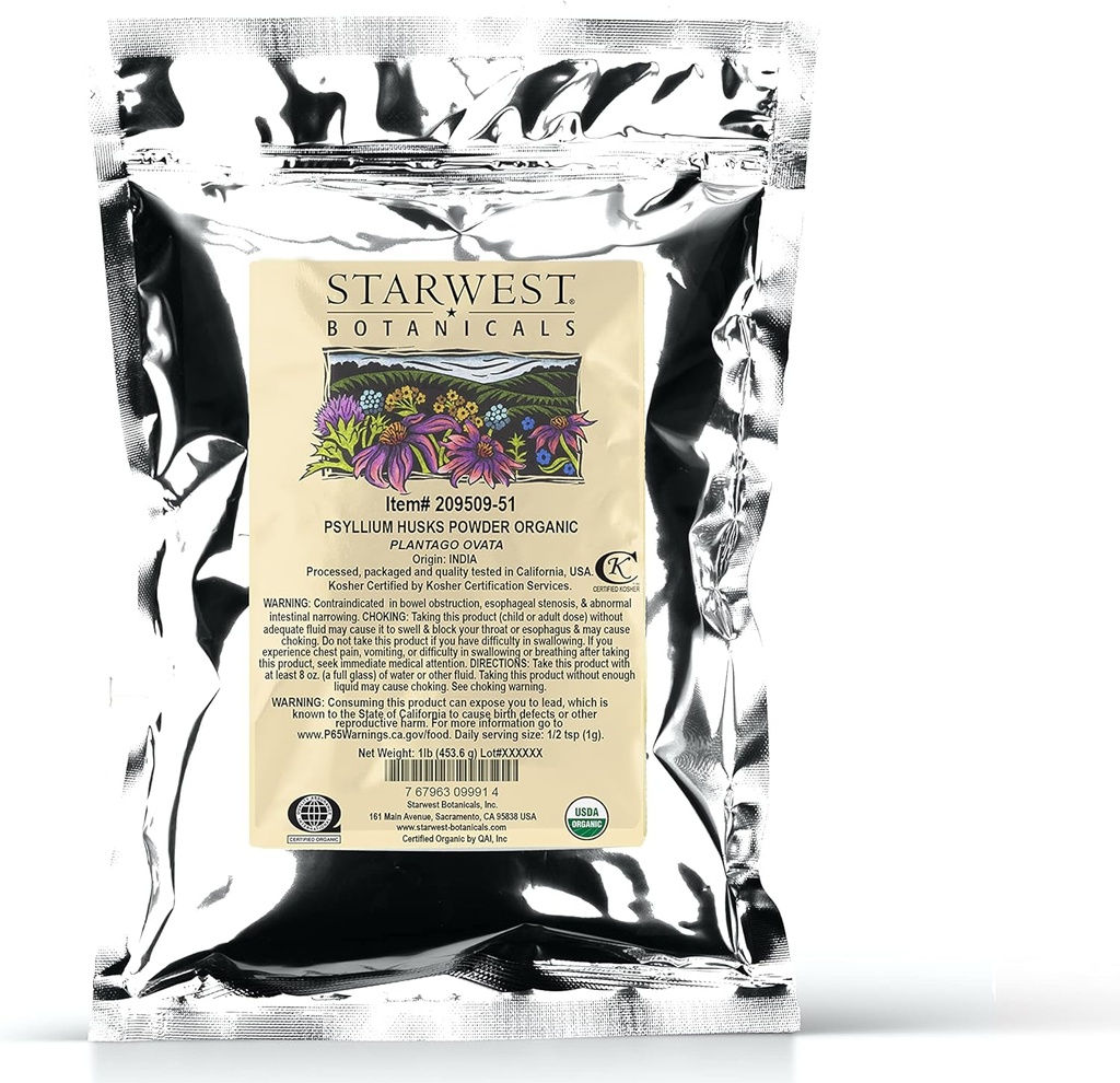 Starwest Botanicals Organik Psyllium Husk Toz, 1 Pound