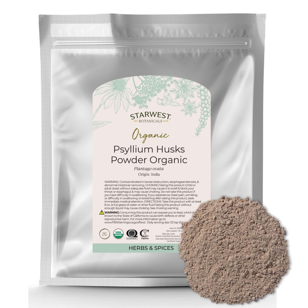 Starwest Botanicals Organik Psyllium Husk Toz, 1 Pound