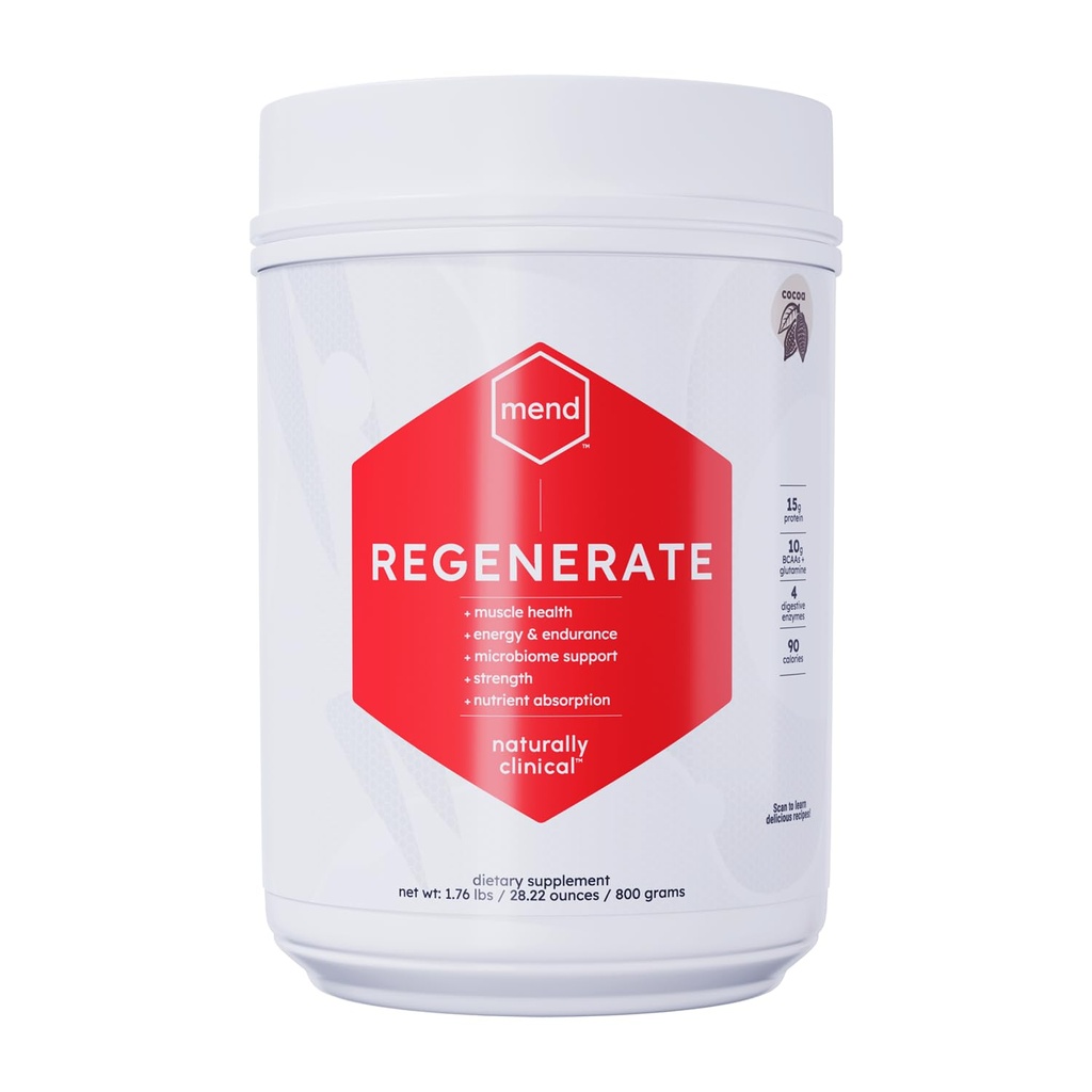 MEND Regenerate, Post Workout Recovery, Immune Support ve Sports Nutrition Supplement for Men and Women - Natural, Gluten Free, and Non-GMO - Cocoa Protein Toz, 20 Hizmet