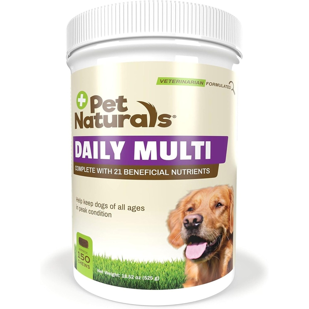 Pet Naturals Καθημερινή πολυβιταμίνη για σκύλους, Veggie Flavor, 150 μάσημα - Yummy Chews με Αμινοξέα, και Αντιοξειδωτικά - Υποστηρίζει την ενέργεια, τη μεταβολική λειτουργία και Pet Wellness