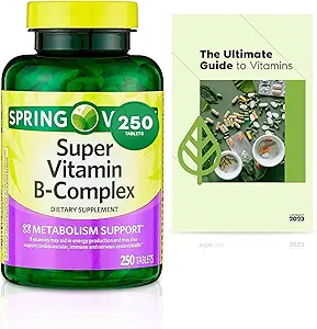 Sprin Val-Ley Super Vitamin B-Complex Tablets Dietary Supplement Value Size, 250 Count (Over 8 Months Supply) + Exclusive Vtmx Vitamin Guide (2 Items)