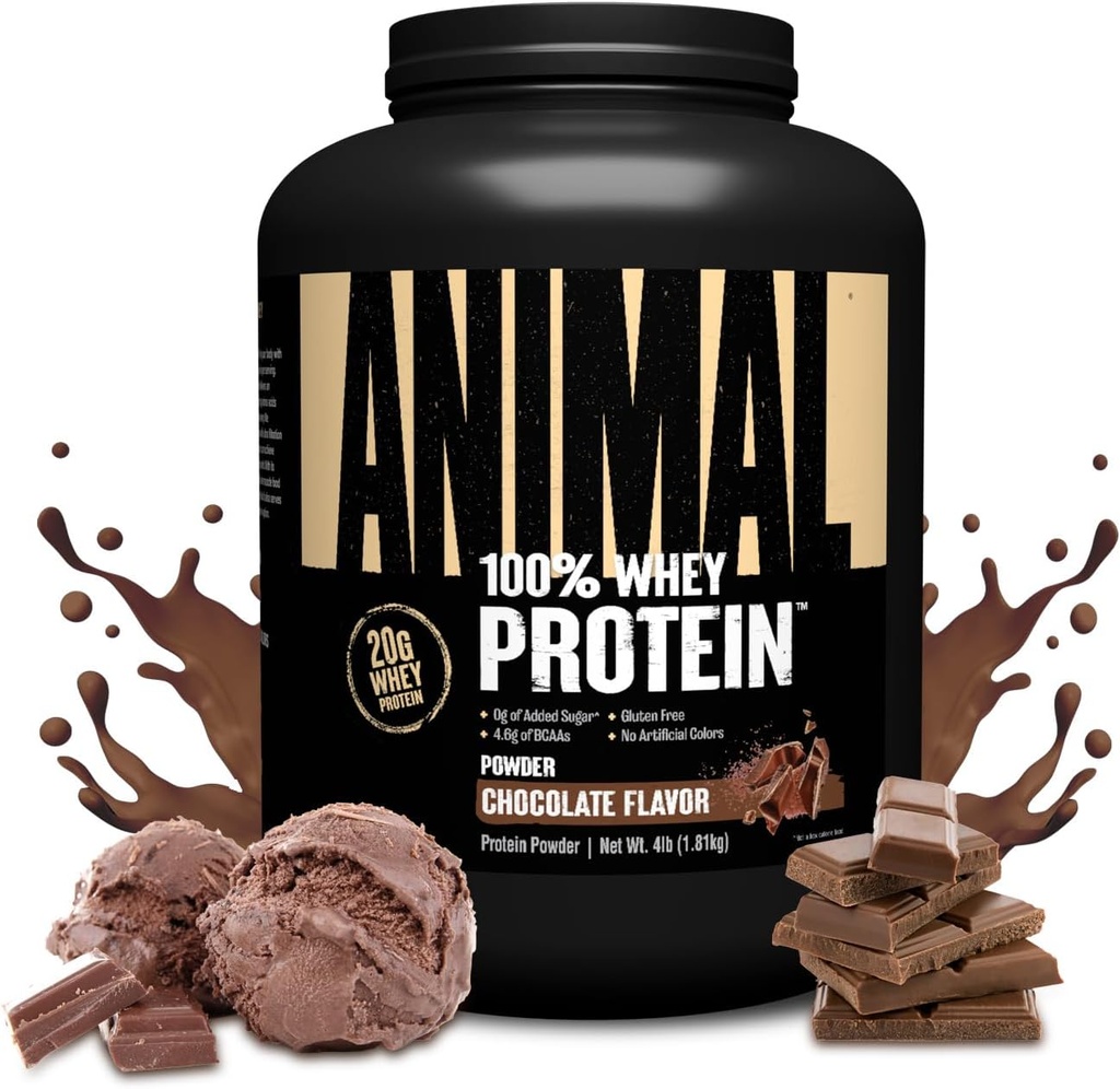 Hayvan% 100 Whey Protein Tozu – Pre Workout veya Post Workout, Recovery veya Anytime Low Sugar Protein Boost Meal Re BCAA Branched Chain Amino Acids – Chocolate, 4 lb
