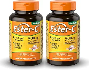 Amerikan Sağlık Ester-C 500 mg Citrus Bioflavonoids - 120 Capsules (Pack of 2) - 24 Saat Immune Support - Non-GMO, Gluten Free - 120 Toplam Hizmetler