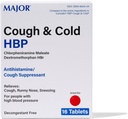 Büyük Cough ve Cold HBP Tabletleri - Antihistamine ve Cough Suppressant for People with High Blood Pressure - Dextromethorphan HBr, Chlorpheniramine Maleate - 16 Count (1 Pack)
