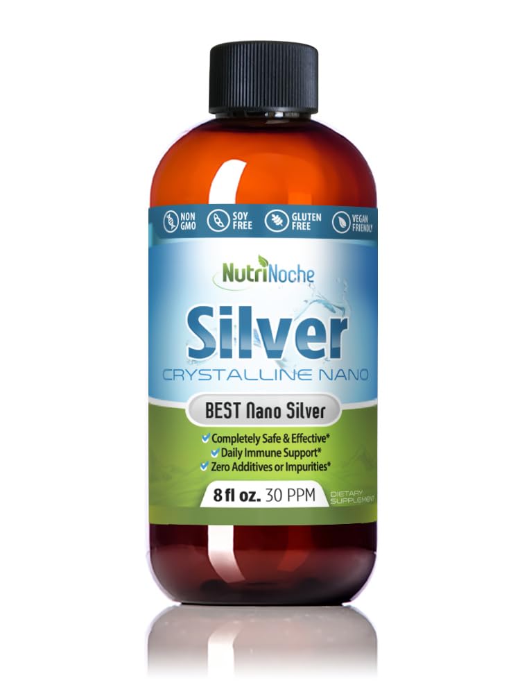 NutriNoche Colloidal Silver Liquid - Immune Support için Premium Gümüş - Organik Plata Coloidal para Tomar - % 99.99 Ultra Saf Nano Parçacıklar Optimal Absiyon için - 30 ppm 8 oz