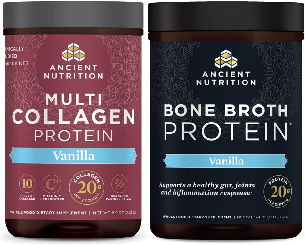 Eski Beslenme Multi Collagen Protein Toz, Vanilla, 24 Hizmet + Bone Broth Protein Toz, Vanilla, 20 Hizmet