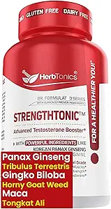 Herbtonics testosteron Support Supplement for Men - Koreli Panax BTC & Tribulus Terrestris - Sağlıklı Enerji, Güçlü ve Stamina - 60 Vegan Capsules