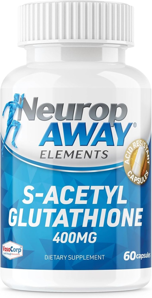 NöropAWAY Elements S-Acetyl-Glutathione 400 mg Acid Dayanıklı Capsules 60ct (60 400 mg Capsules Per Şişe) 3rd Parti Test Edildi