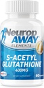 NöropAWAY Elements S-Acetyl-Glutathione 400 mg Acid Dayanıklı Capsules 60ct (60 400 mg Capsules Per Şişe) 3rd Parti Test Edildi