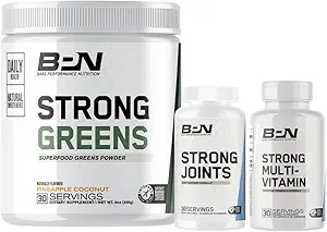 BARE PERFORMANCE NUTRITION BPN Güçlü Yeşiller Superfood Toz, Güçlü Ortaklar ve Güçlü Multi-Vitamin Sche