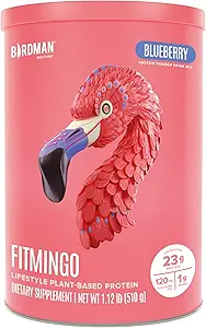 BIRDMAN Fitmingo Vegan Protein Toz Inositol, Collagen ATMs, Hyaluronik asit ve Vitaminler | Low Carb, Dairy Free, Low Calorie | 23g Plant Based Blueberry Protein Toz with Myo-Inositol