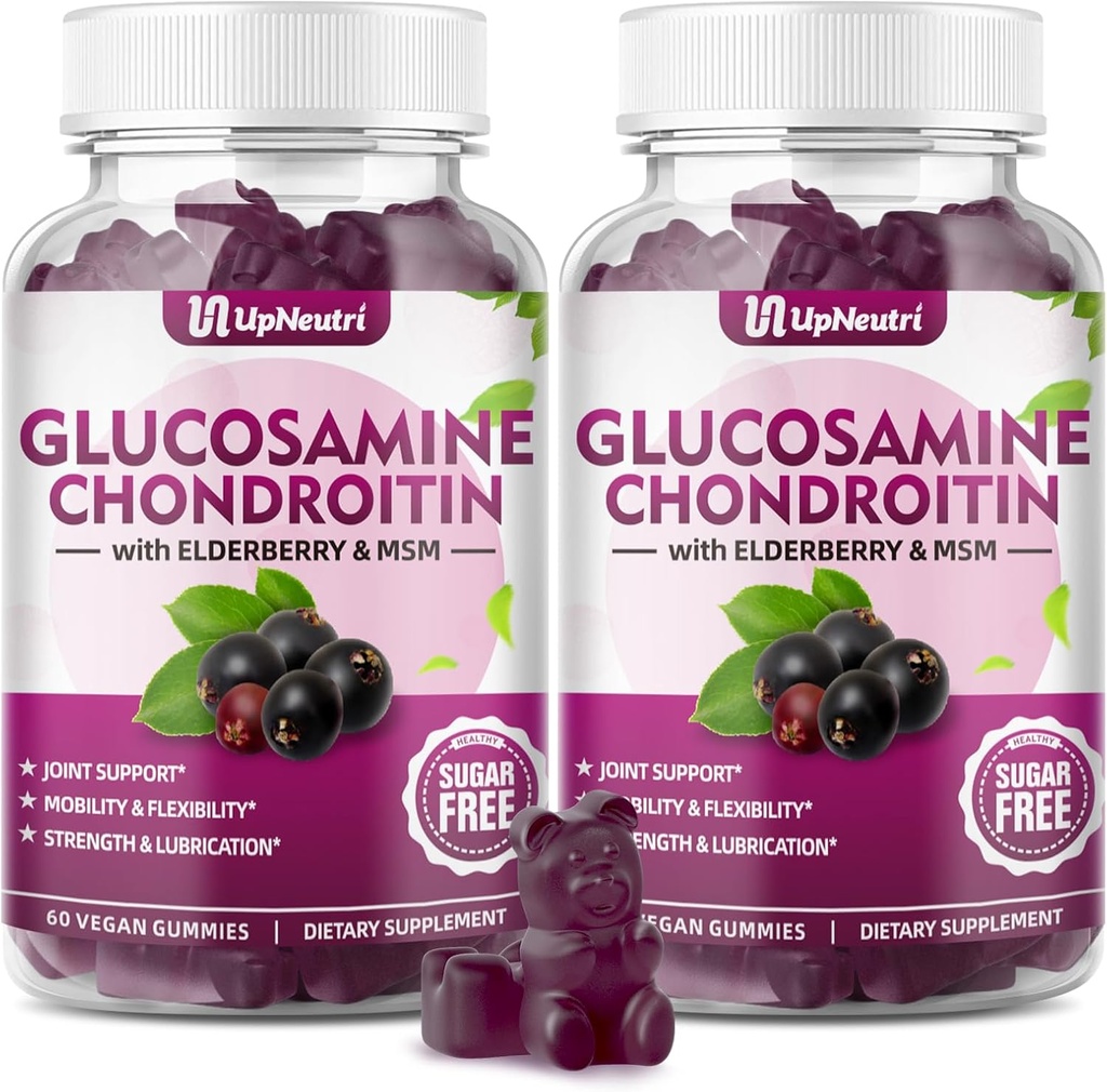 GGlucosamine Chondroitin Gummies Sugar Free, Ekstra Kuvvet 1500 mg Glucosamine with Chondroitin MSM & Turmeric, Ortak Destek Supplement for Men & Women Ortak Sağlık (120 Kont)