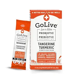 GoLive Prebiyotik ve Probiyotik for Women, Men, Kids. Tangerine Turmeric Synbiyotik Toz w/ L-Glutamine, D3, Electrolytes. Gut Health için, Digestion, Metabolism, Immunity 15-50B CFUs.