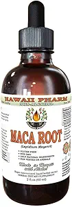 Hawaii Pharm Maca Root Alcohol-Free Liquid Extract, Organic Maca (Lepidium Meyenii) Ολόκληρο αποξηραμένο φυτό Γλυκερίτης Φυσικό συμπλήρωμα βοτάνων, ΗΠΑ 2oz
