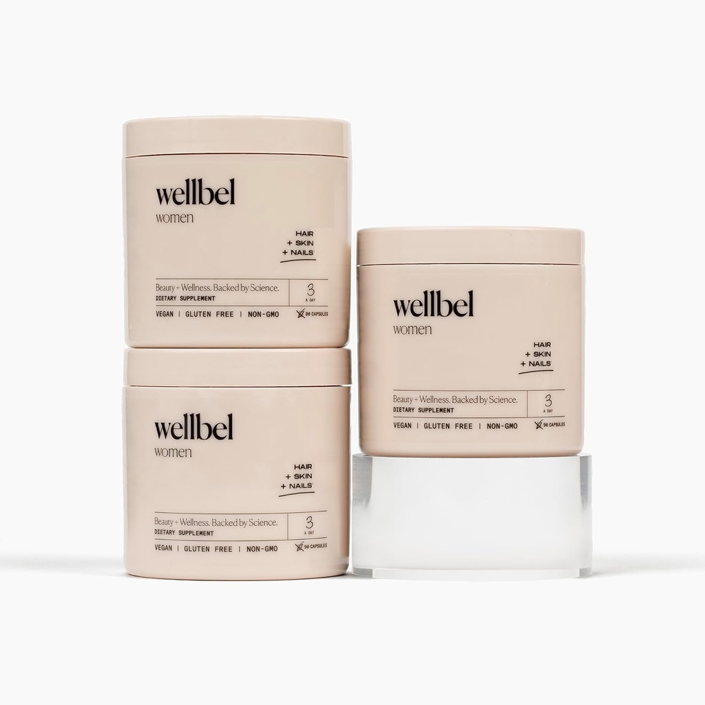 WELLBEL Kadınlar Saç, Cilt ve Çiçekler, Vegan, Gluten Free ve GMO 90 Kont (3 Pack) için Temiz Supplement