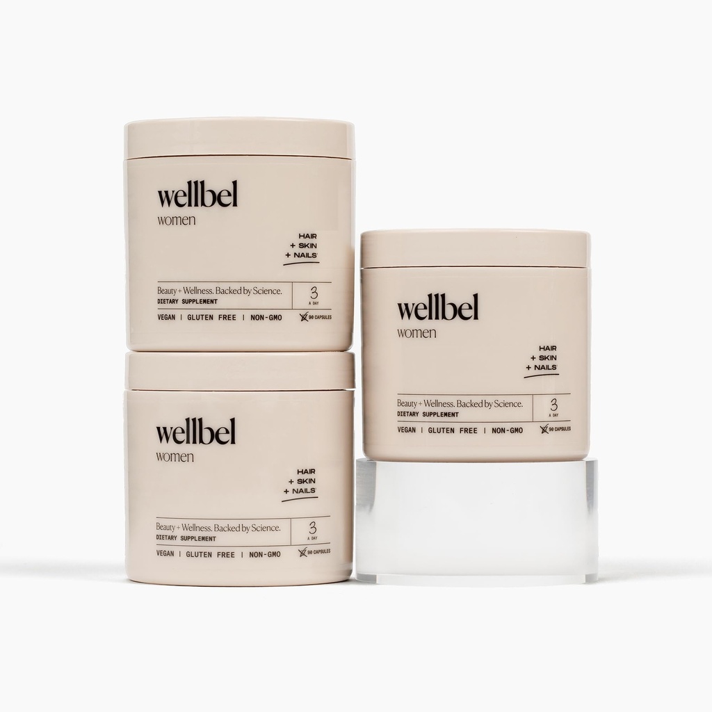 WELLBEL Women Clean Supplement for Hair, Skin, and Nails, Vegan, Gluten Free and Non GMO 90 Count (3 Pack)