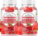 softbear Potassium Gummies for Adults, High Absorption Magnesium Potassium Supplement with Vitamin B6 for Leg Cramps & Muscle Health Sugar-Free Vegan Strawberry 120 Gummies