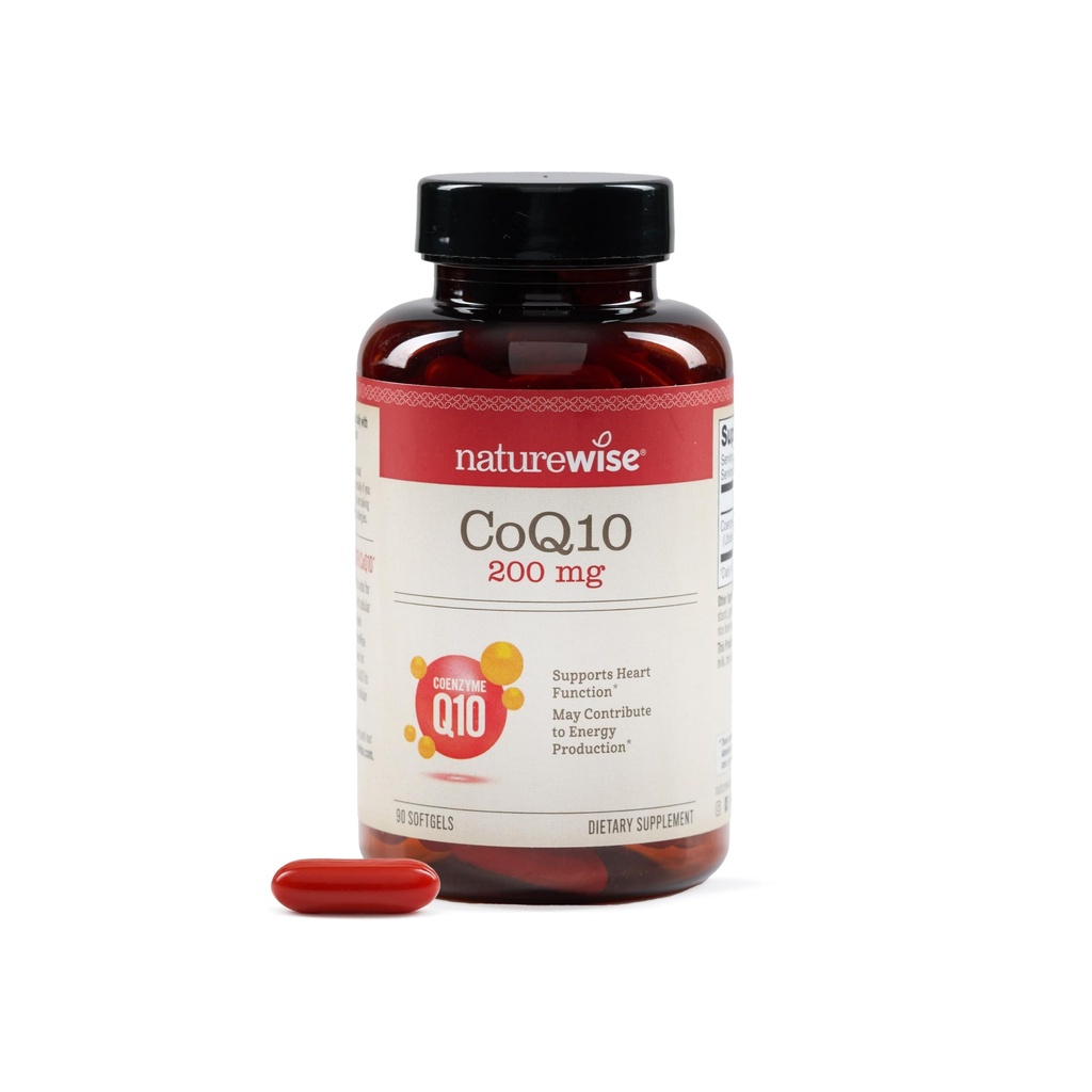 NatureWise CoQ10 200 mg Softgels, High Potency Ubiquinone - Coenzyme Q10 Supplement - Heart Health + Energy - Vegan, Non-GMO, Gluten-Free - 90 Count[3-Month Supply]