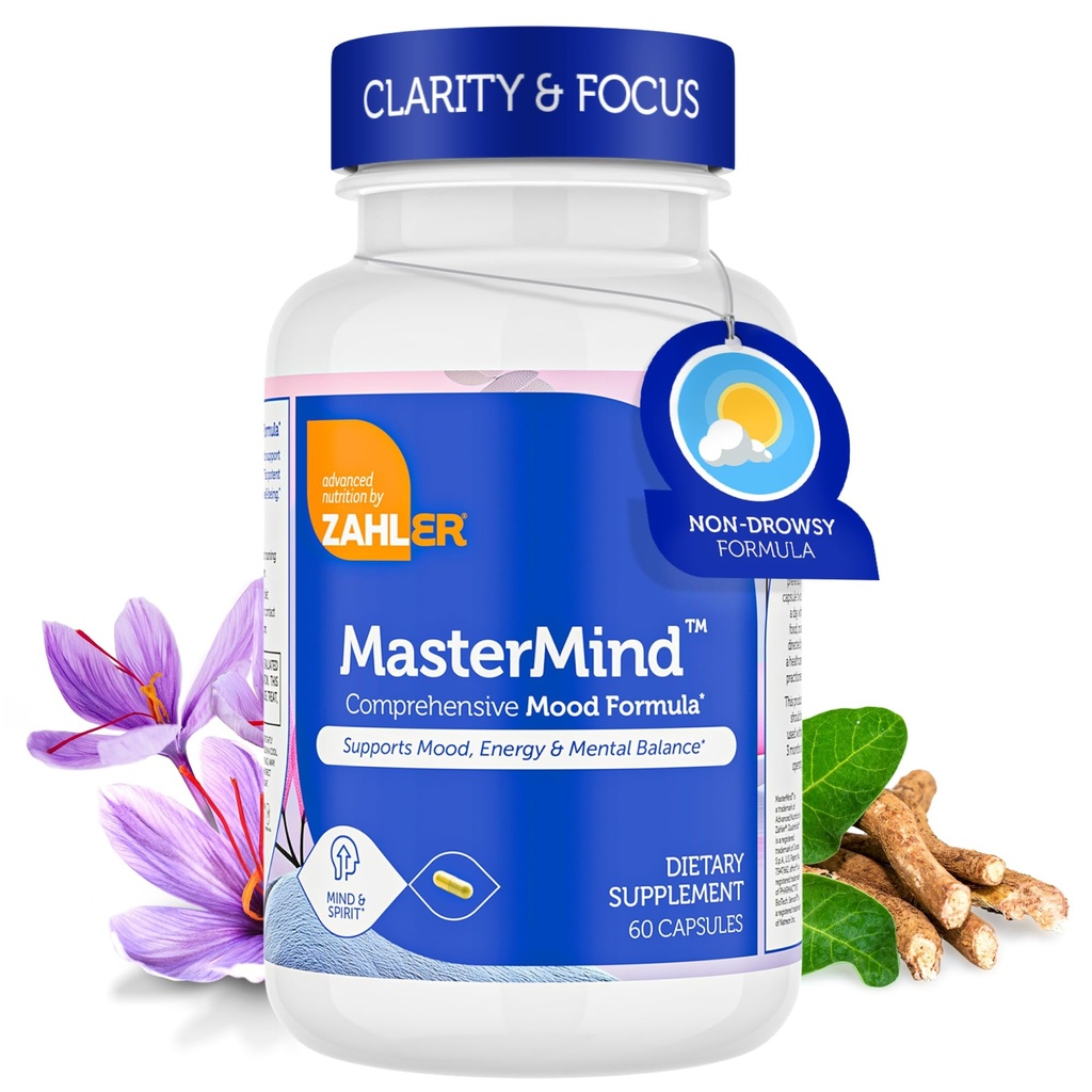 Zahler Mastermind, Kapsamlı Mood Formula, Destekler Mood Relaxation and mental Balance, sertifikalı Kosher, 60 Capsules