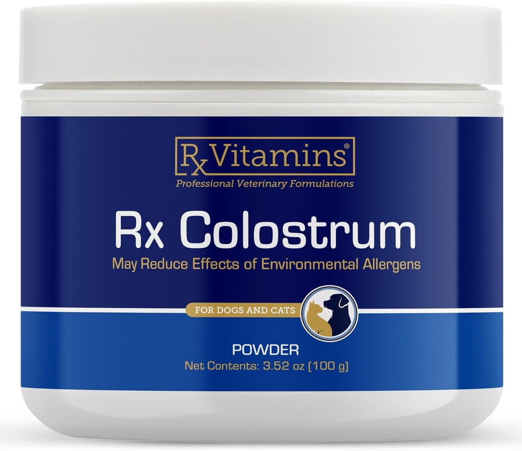 Köpekler ve Kediler için Rx Vitaminleri Colostrum - Tüm Bovine Colostrum Toz - Cat & Dog Supplement Ideal Immune Support, Tavsiyeler Digestive Health & Alerji Desteği - 3.52 oz (100g)