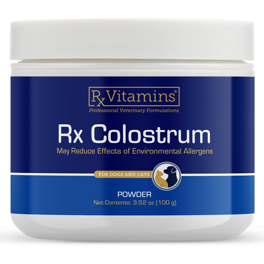 Köpekler ve Kediler için Rx Vitaminleri Colostrum - Tüm Bovine Colostrum Toz - Cat & Dog Supplement Ideal Immune Support, Tavsiyeler Digestive Health & Alerji Desteği - 3.52 oz (100g)