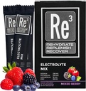 Re3 - Rehydrate - Replenish - Recover Electrolyte Powder Packets. No Sugar, 7 Cal, 1.4 Carbs. The Best Mix of Vitamins and Minerals (Mixed Berry)