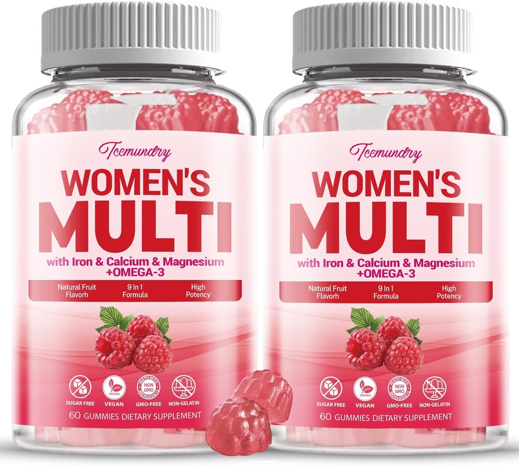 Sugar-Free Womens Multivitamin Gummies - Yüksek Abxia Multivitamin for Women Gummy with Omega-3, Astaxanthin,dis, Iron, A, C, D3, K2, E, B6, B12 - Supports Skin, Saç, Enerji, Immune