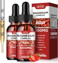 Triple Magnesium Complex Supplement, Μαγνήσιο Γλυκινικό, Blend, Κιτρικό Υγρές σταγόνες 1000mg με Ashwagandha, CoQ10, Βιταμίνη B6, C, D, Ψευδάργυρος - Υποστήριξη Ηρεμία Άγχος Ανακούφιση, Οστών, μυών, Mood 2 Pack