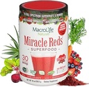 MacroLife Naturals Miracle Reds Superfood Supplement Toz Antioksis Polyols Enzymes Probiyotiks - Raw Non-GMO Organik Vegan Gluten & Dairy Free (30 hizmet)