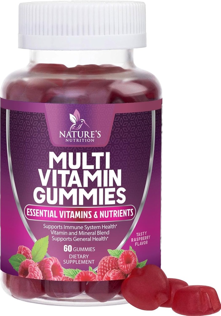 A Vitamins A, C, D, B12 - Günlük Beslenme Desteği için Vitaminler ve Mineraller için Çokvitaminler - Doğanın Çok VIT Vitamini - 60 Gummies