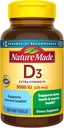 Nature Made D3 5000 IU (125 mcg) Softgels, Ekstra Güçlü Vitamin D Supplement for Bone and Immune Health Support, 360 Kont, 360 Day Supply