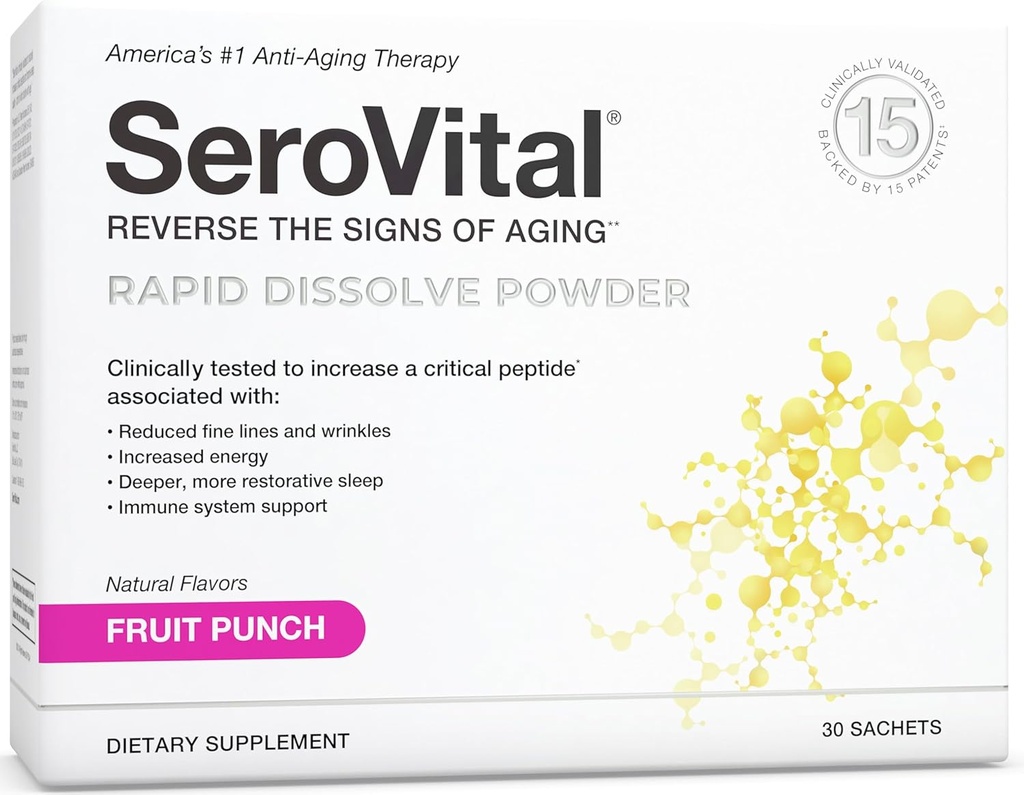 Serovital Hızlı Dissolve Toz - Kadınlar için Anti-Aging Supplement, Skin Faydaları, Enerji ve Daha İyi Uyku | 30 Gün Supply - Meyve