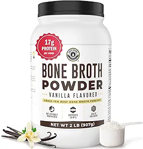 32oz Vanilla Broth πρωτεΐνης σκόνης από χόρτο Fed βοείου κρέατος - μη-GMO συστατικά, Gut-Φιλικά, χαμηλής σκόνης γαλακτοκομικής πρωτεΐνης χωρίς υδατάνθρακες - Φυσική πηγή κολλαγόνου για κοινή υποστήριξη - Keto φιλικό