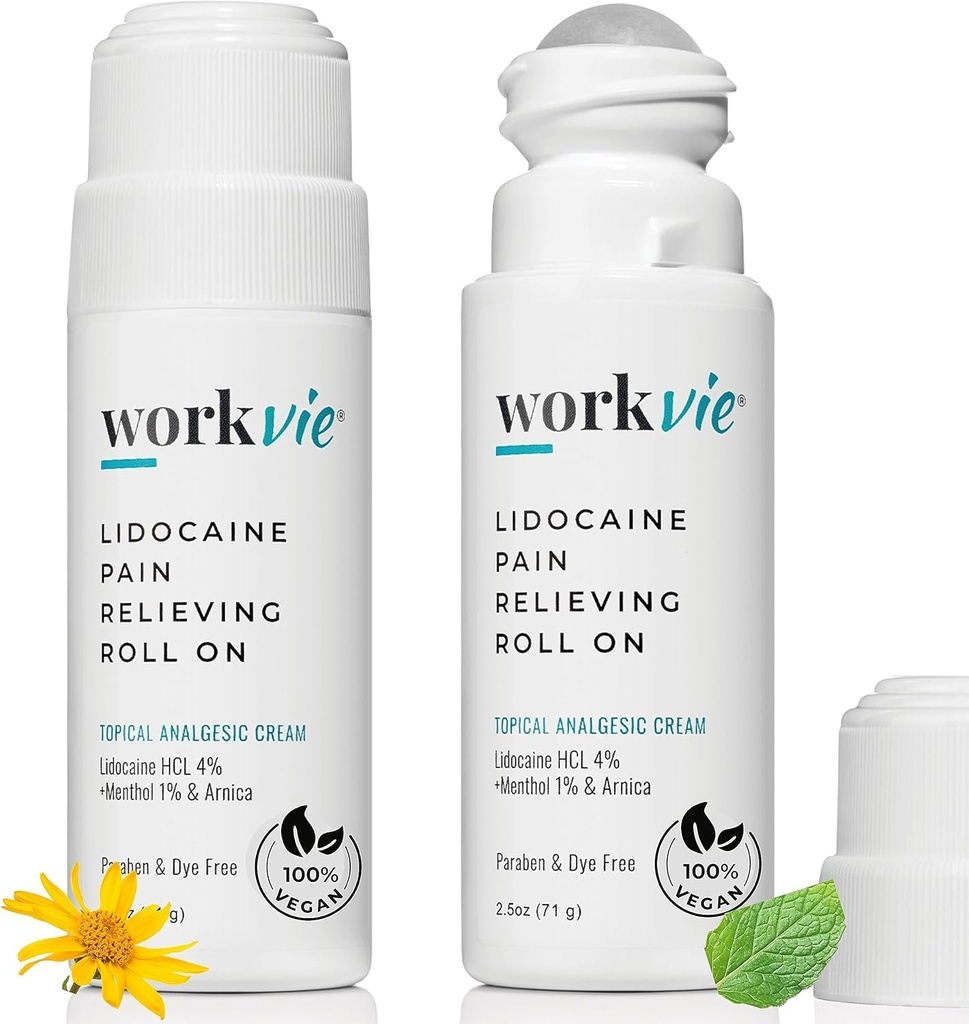 Lidocaine Roll On Pain Relief Cream 2pk Μέγιστη δύναμη - Άρνικα, Μέντχολ, Αλόη Βέρα - Καταπραϋντική ανακούφιση για τους μυς και τις αρθρώσεις - Ευαίσθητο δέρμα Φιλικό