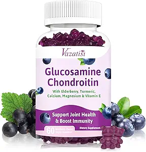 Glucosamine Chondroitin Gummies - MSM, Turmeric & Boswellia ile Glucosamine Gummies, Support Cartilage, Joint Structure & Tissue, Common Support Supplement for Men and Women - 60 Cts