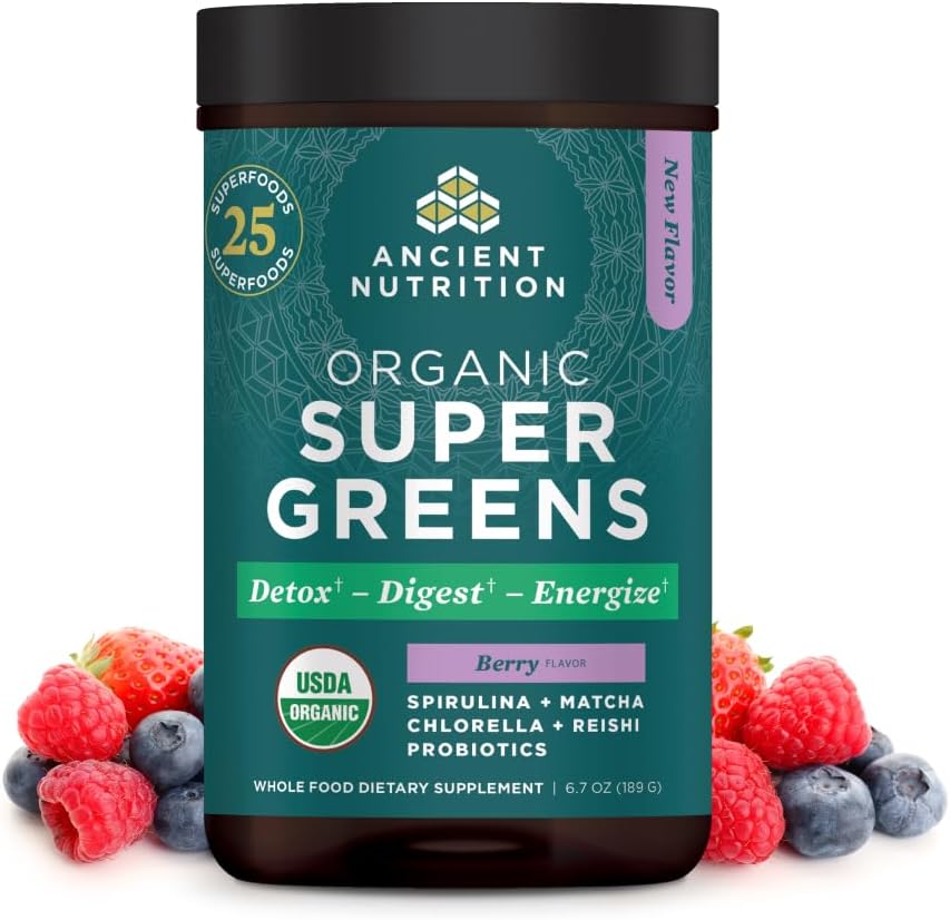 Eski Beslenme SuperGreens Toz Probiyotiks, Organik Berry Flavor Yeşiller, Gerçek Meyvelerden, Sebzelerden ve Herbs'tan Yapıldı, Digestive and Energy Support, 25 Hizmet, 6.7oz