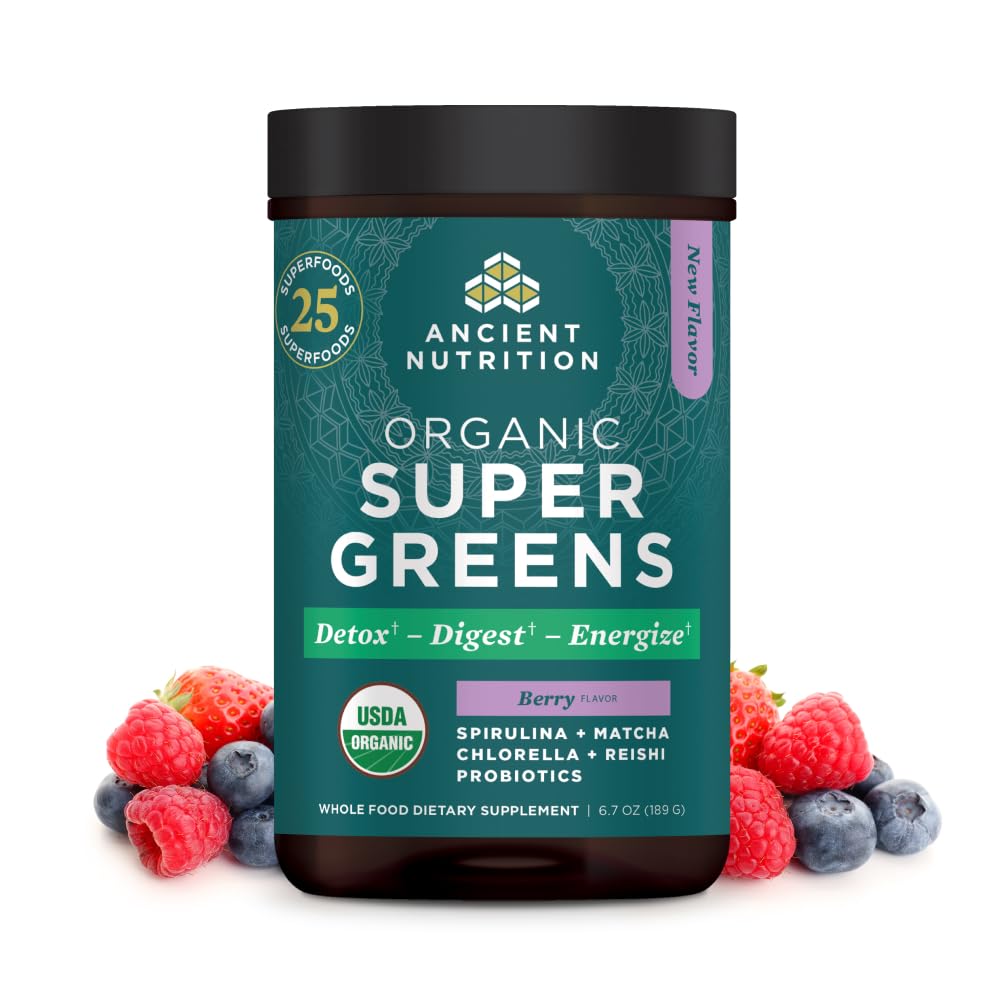 Eski Beslenme SuperGreens Toz Probiyotiks, Organik Berry Flavor Yeşiller, Gerçek Meyvelerden, Sebzelerden ve Herbs'tan Yapıldı, Digestive and Energy Support, 25 Hizmet, 6.7oz