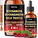 8in1 Schisandra Berry Süt Butle, Ashwagandha, Rhodiola Rosea, Holy Basil, Artichoke, Dandelion Root & Turmeric Curcumin - 2 Fl Oz for 2 Ay Supply