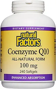Doğal Faktörler Coenzyme Q10 - Antioksi Support Supplement Supports Cellular Enerji Üretimi - Daha İyi Abhidrorpsiyon Yardımları Sağlıklı Kalp Fonksiyonu - 100 mg, 240 Softgels (240 Hizmet)