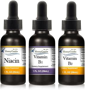 HoneyCombs Liquid Drops 1oz Her Kurtarılan 10% - Vitamin B2 (Riboflavin) + Yüksek Potency Thiamine Vitamin B1 Ekstra + Vitamin B3-Niacin